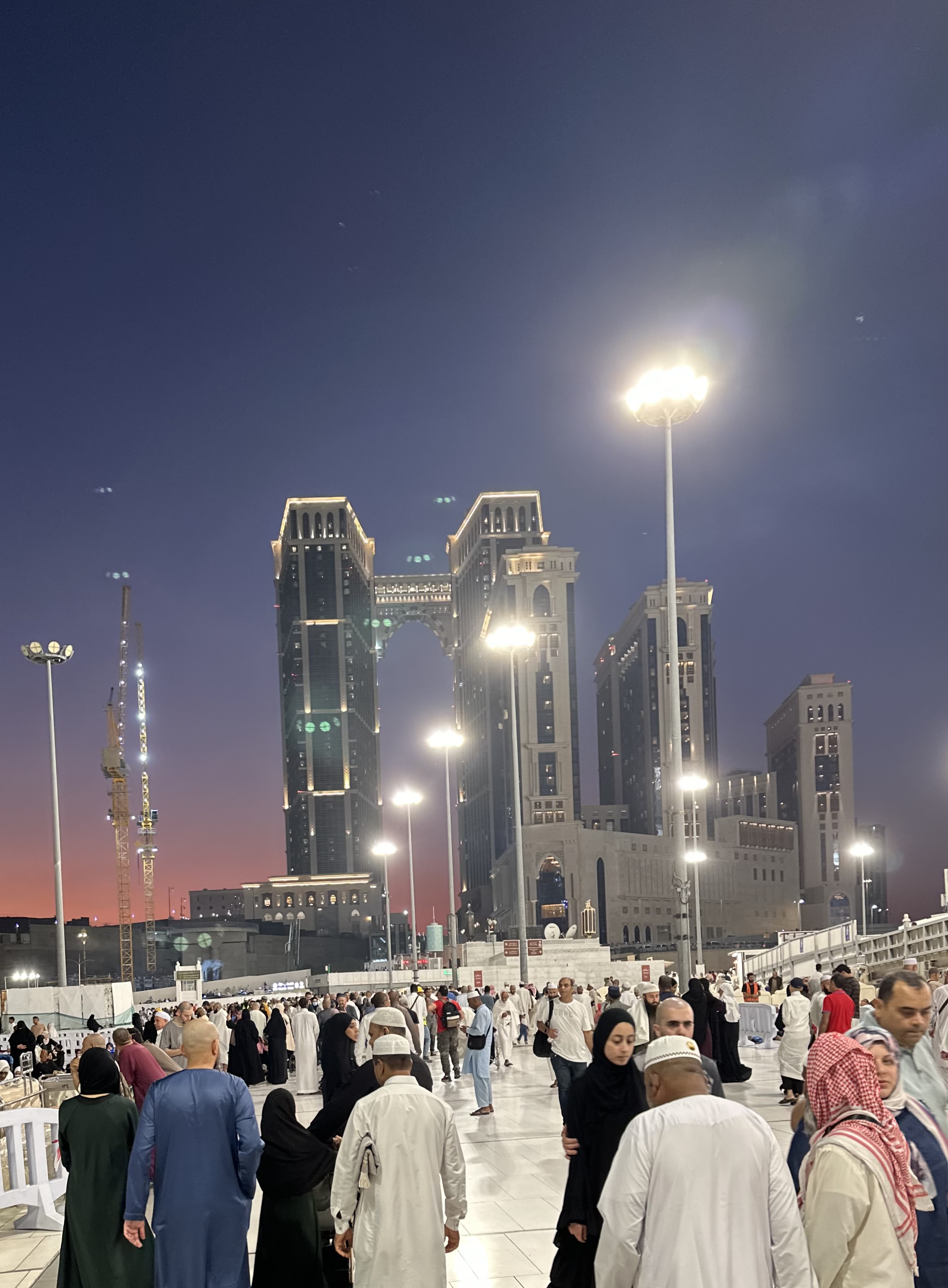 A beautiful night in Mecca, with the streets crowded